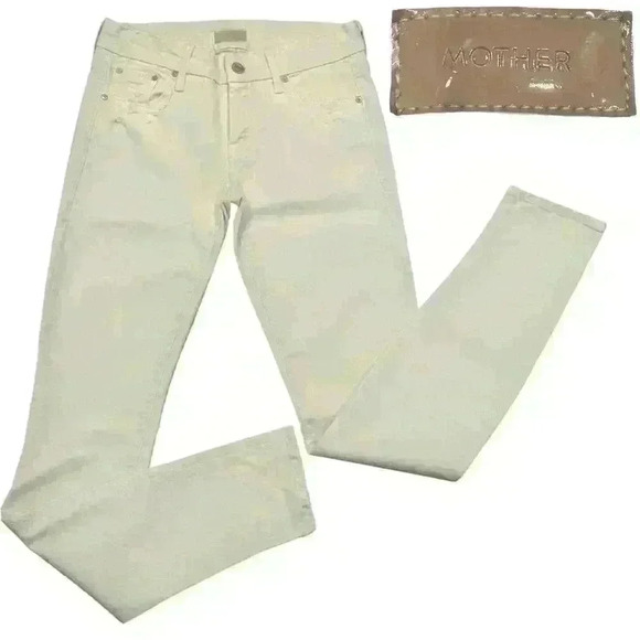 MOTHER "THE LOOKER" In Cream For A Day Skinny Jeans Sz 24 Ins:30” Momcore Chic - Picture 1 of 16